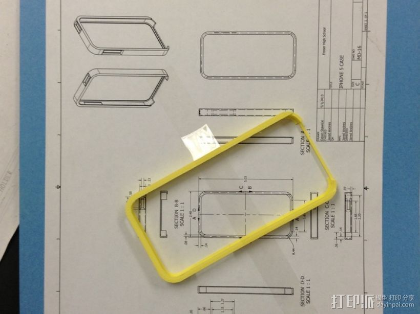 iPhone 5手机保护框 3D打印模型渲染图