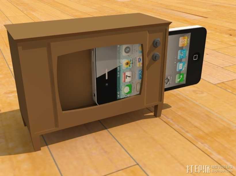 iPhone手机支架 电视 3D打印模型渲染图