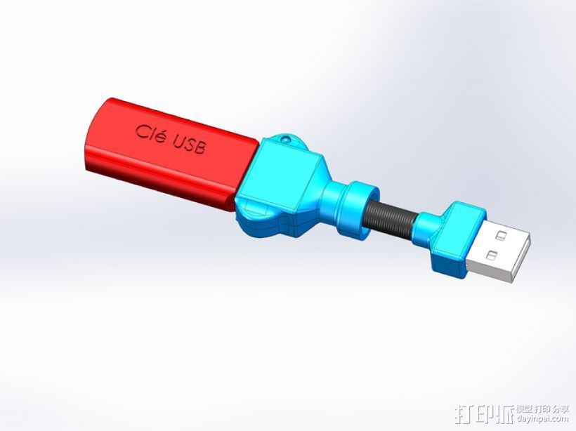 USB接口 3D打印模型渲染图