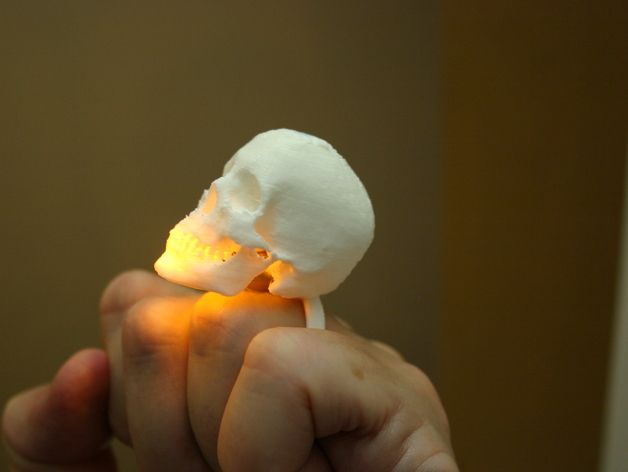 会发光的骷髅戒指 3D打印模型渲染图