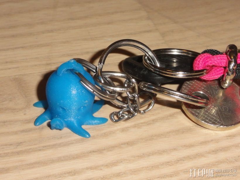 迷你章鱼钥匙扣 3D打印模型渲染图