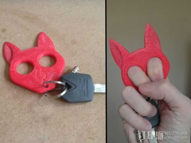 猫形钥匙扣 3D打印模型渲染图