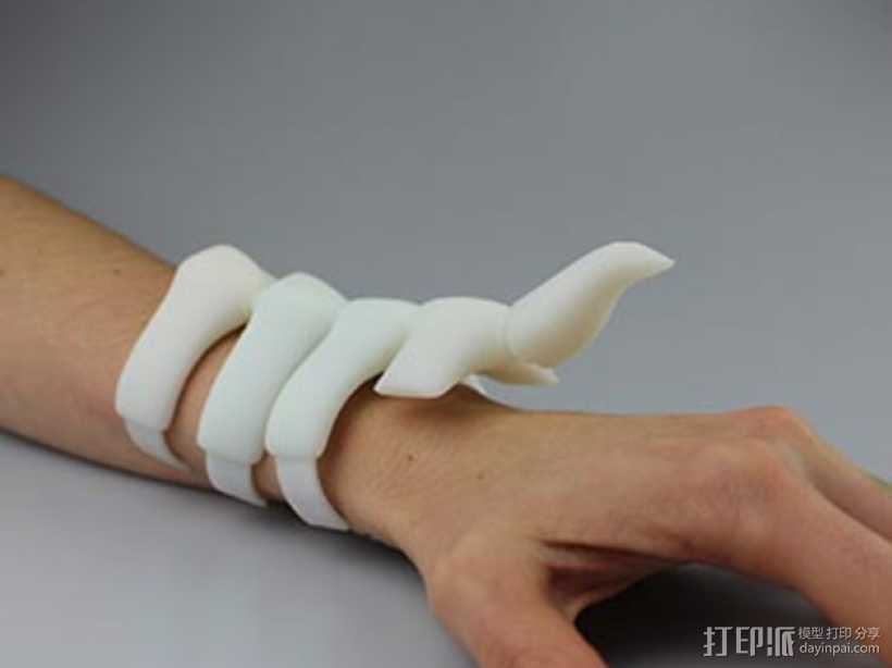 可弯曲骨骼手镯 3D打印模型渲染图