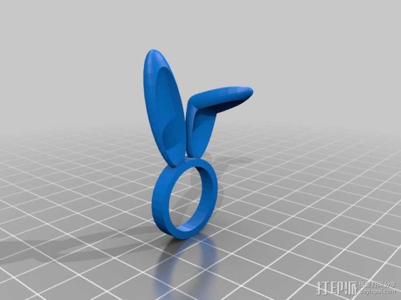 复活节兔子指环 3D打印模型渲染图