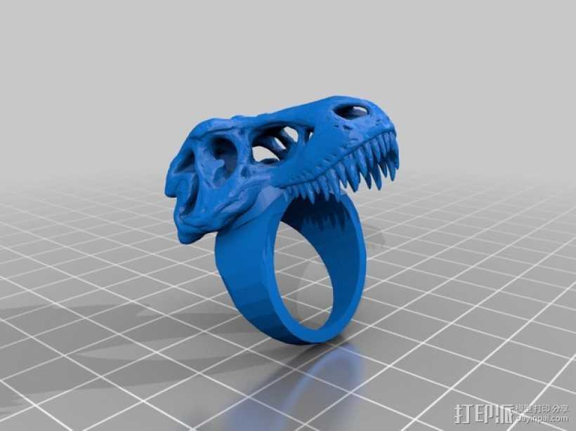 恐龙头 指环 3D打印模型渲染图