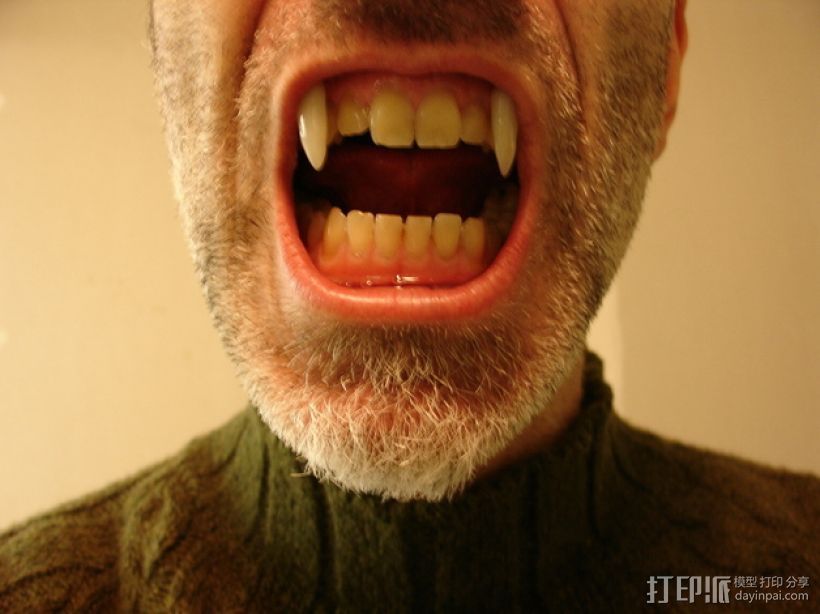 可伸缩的吸血鬼尖牙 3D打印模型渲染图