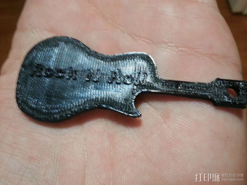 吉他钥匙扣 3D打印模型渲染图