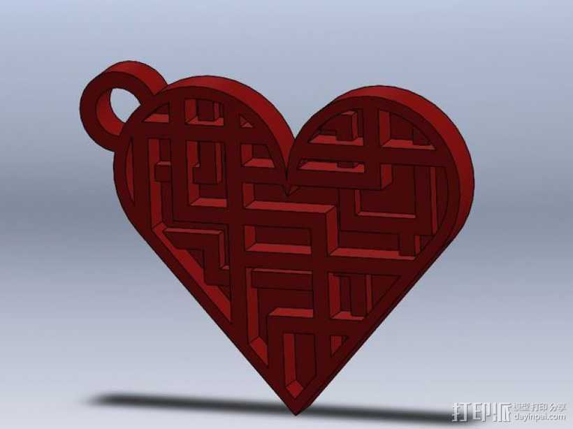 心形钥匙坠 3D打印模型渲染图