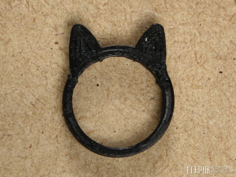 小猫 戒指 3D打印模型渲染图