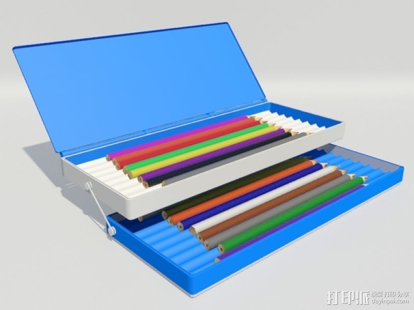 3D打印 铅笔套 铅笔盒 尺子 3D打印模型渲染图