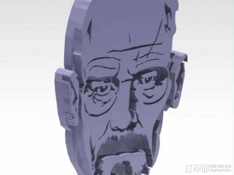 Walter White头像吊坠 3D打印模型渲染图