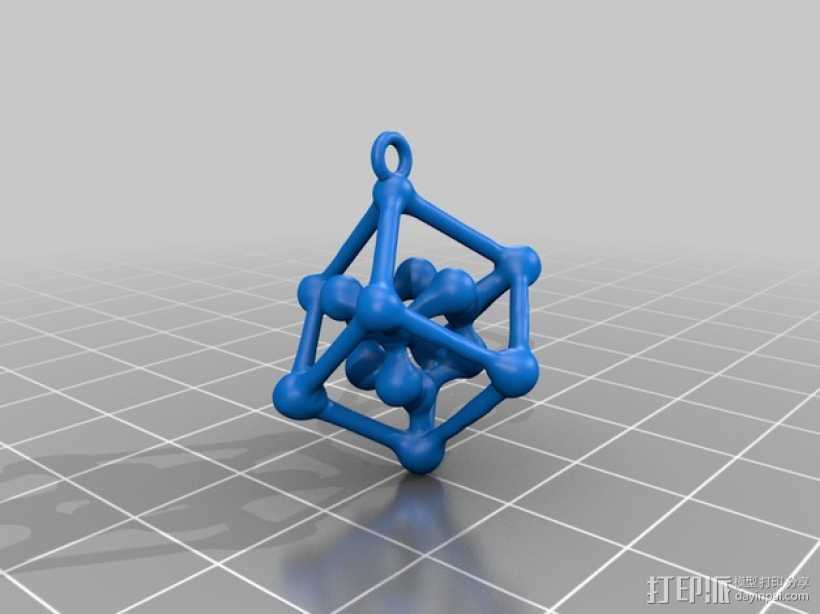 钻石分子 耳坠  3D打印模型渲染图