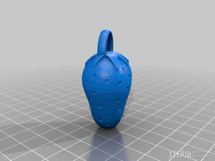 草莓吊坠 3D打印模型渲染图