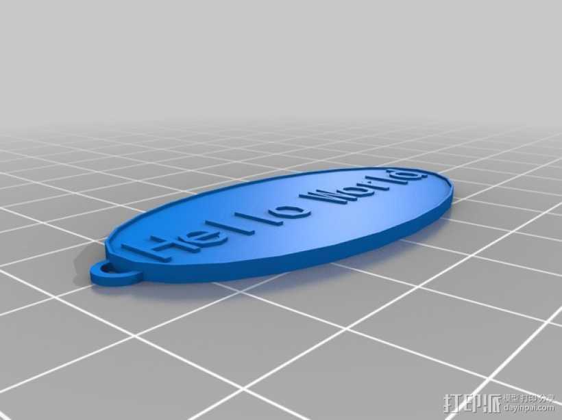椭圆形钥匙坠 3D打印模型渲染图