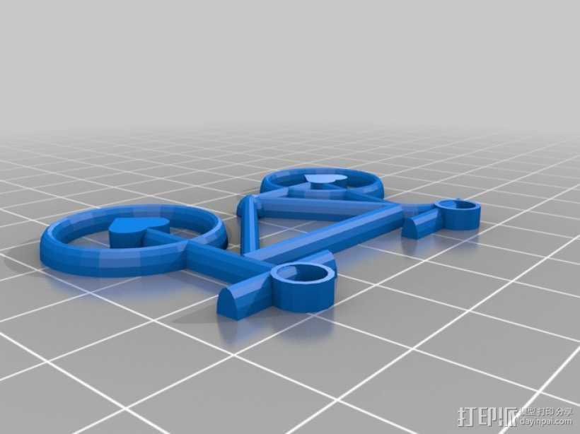 自行车 项链坠 3D打印模型渲染图