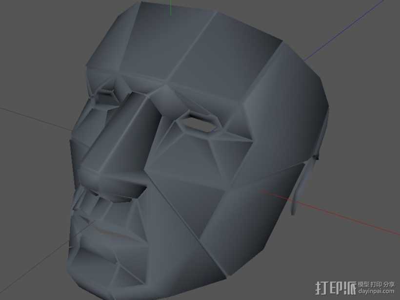 低面数面具 3D打印模型渲染图