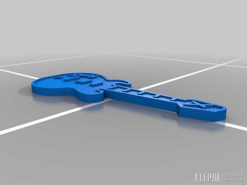 吉他 钥匙坠 3D打印模型渲染图