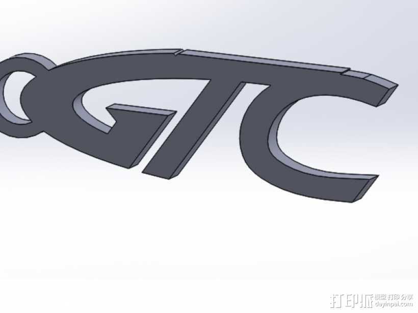 GTC 字母吊坠 3D打印模型渲染图