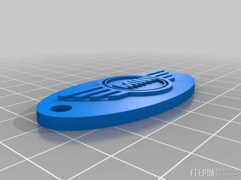 mini cooper椭圆形汽车钥匙坠 3D打印模型渲染图