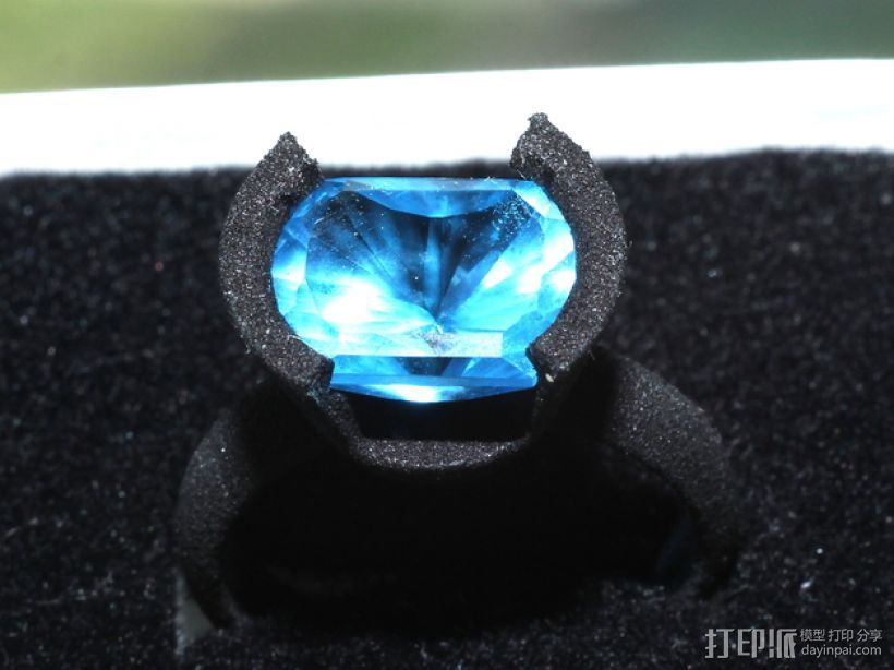 水晶戒指 3D打印模型渲染图