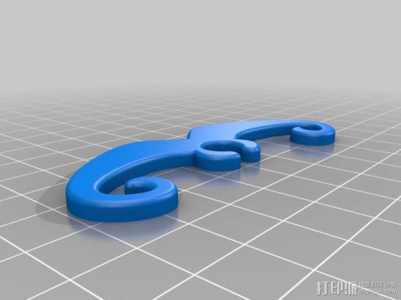 八字胡须 3D打印模型渲染图