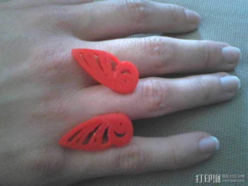蝴蝶翅膀戒指 3D打印模型渲染图