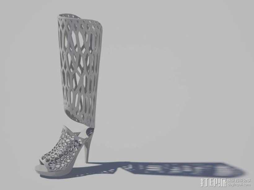 镂空高跟靴子 3D打印模型渲染图