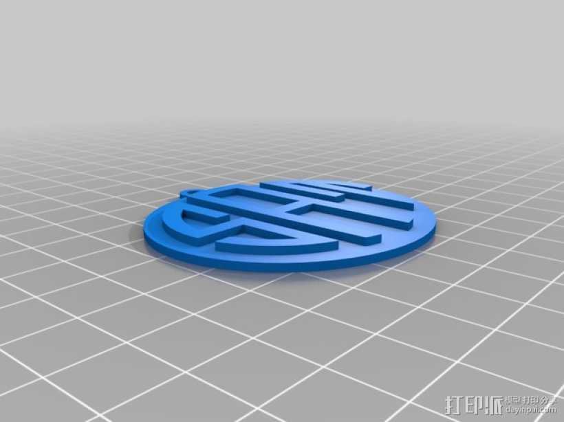 交织字母吊坠 3D打印模型渲染图