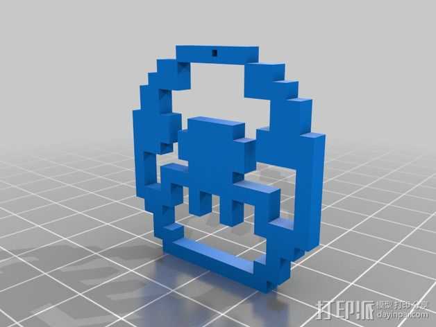 像素图形吊坠 3D打印模型渲染图