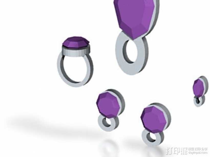 紫水晶戒指 3D打印模型渲染图