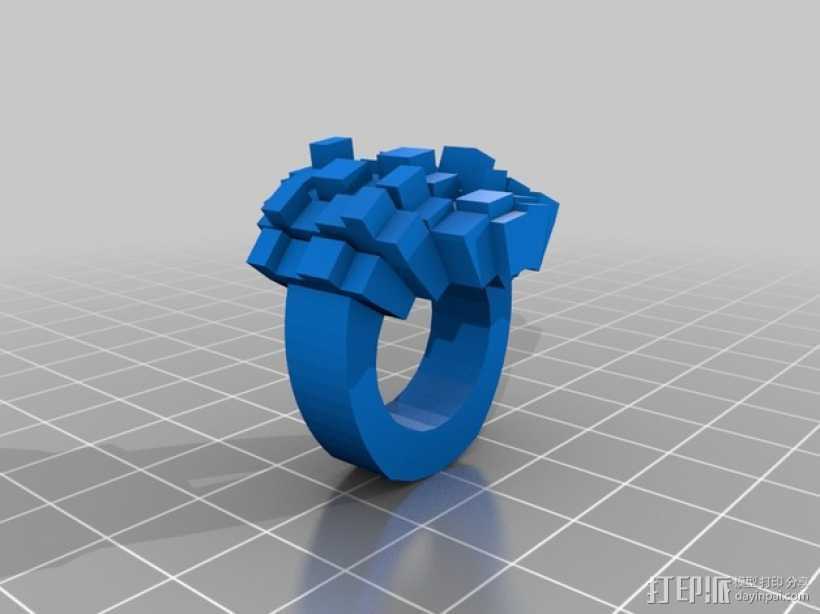 8bit图素戒指 3D打印模型渲染图