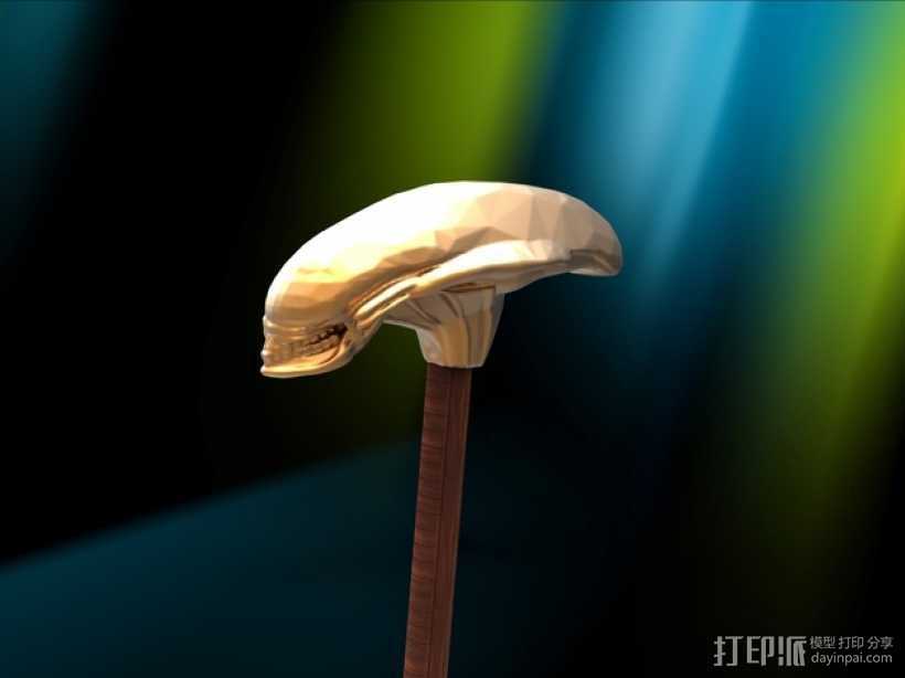 外星人手杖 3D打印模型渲染图