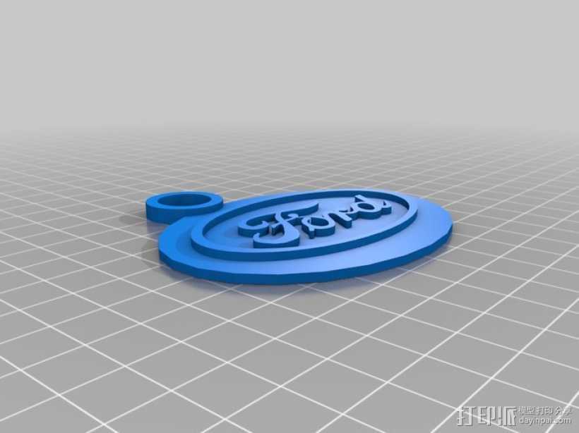 福特钥匙链 3D打印模型渲染图