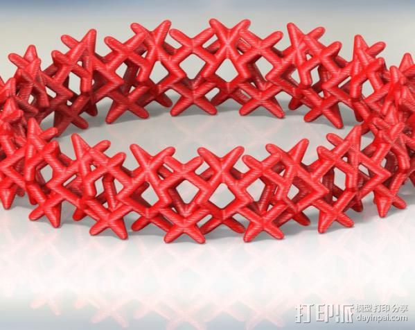三角钉形手镯 3D打印模型渲染图