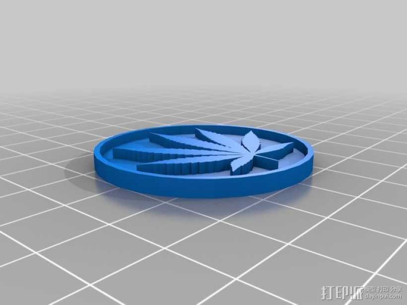 大麻叶硬币 3D打印模型渲染图