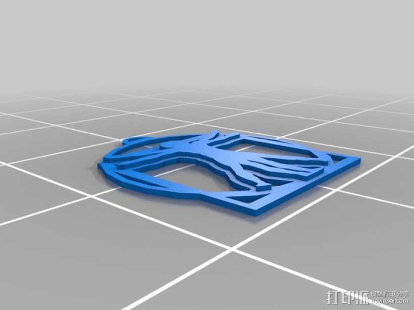 维特鲁威人挂件 3D打印模型渲染图