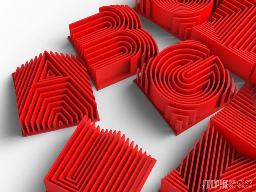 3D字母 3D打印模型渲染图