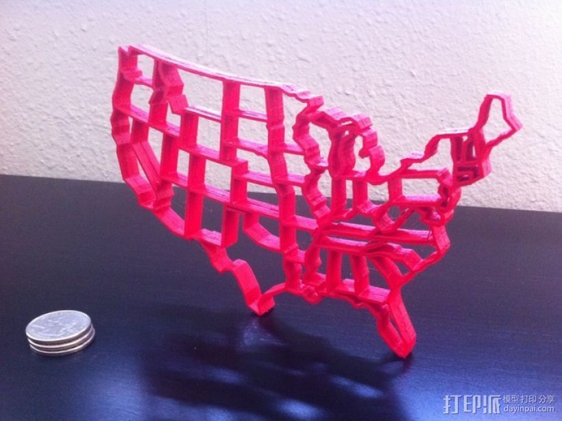 美国的48个州 3D打印模型渲染图