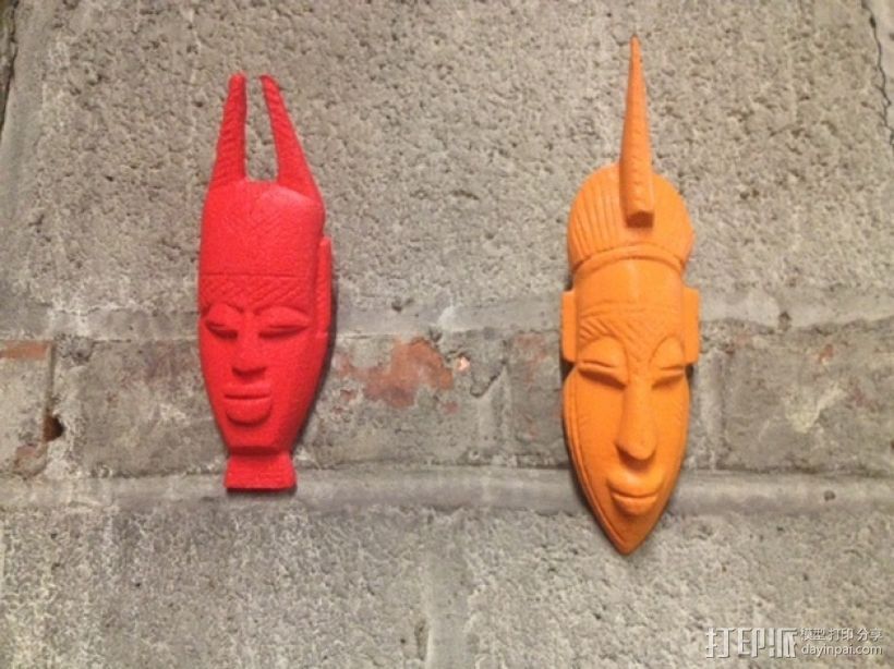 非洲面具 壁挂 3D打印模型渲染图