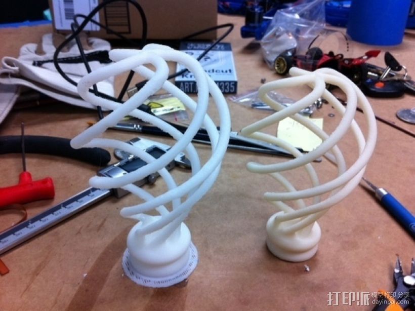 螺旋灯泡雕塑 3D打印模型渲染图