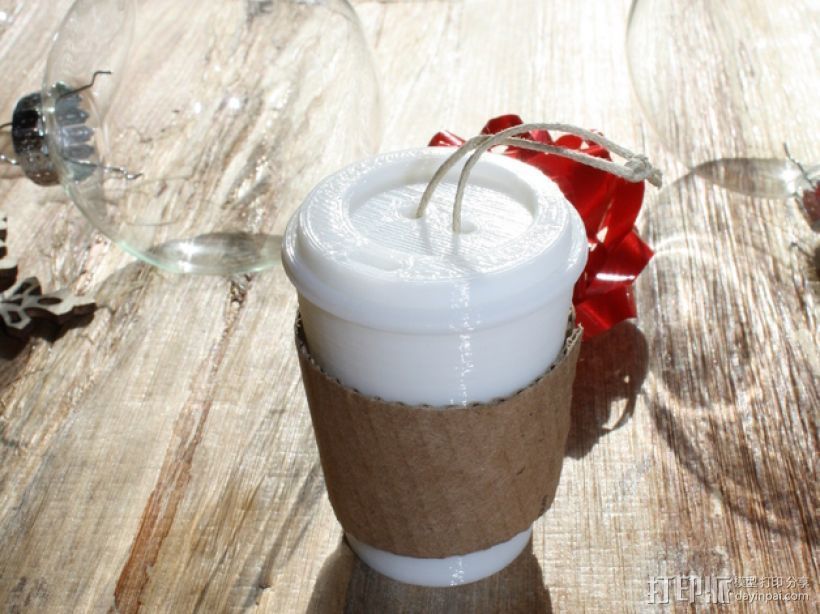 圣诞装饰品：迷你咖啡杯 3D打印模型渲染图