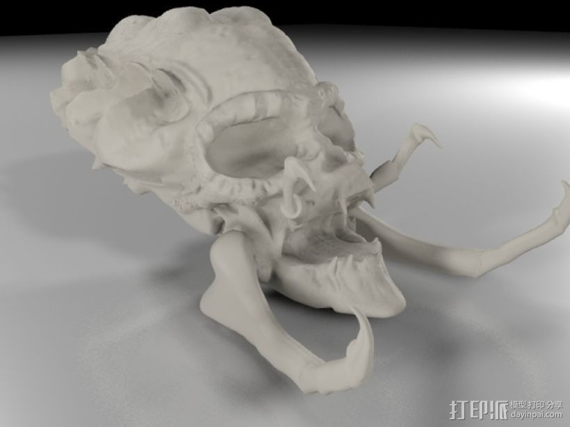 电影《铁血战士》头骨 3D打印模型渲染图