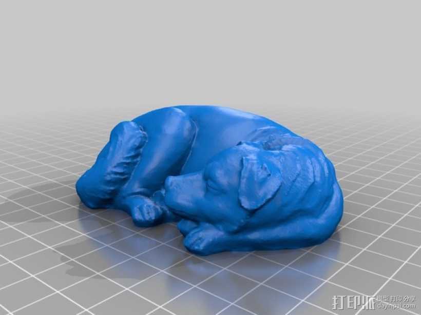 熟睡的狗 3D打印模型渲染图