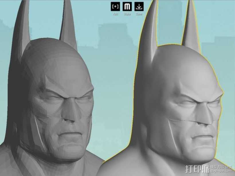 蝙蝠侠 半身像 3D打印模型渲染图