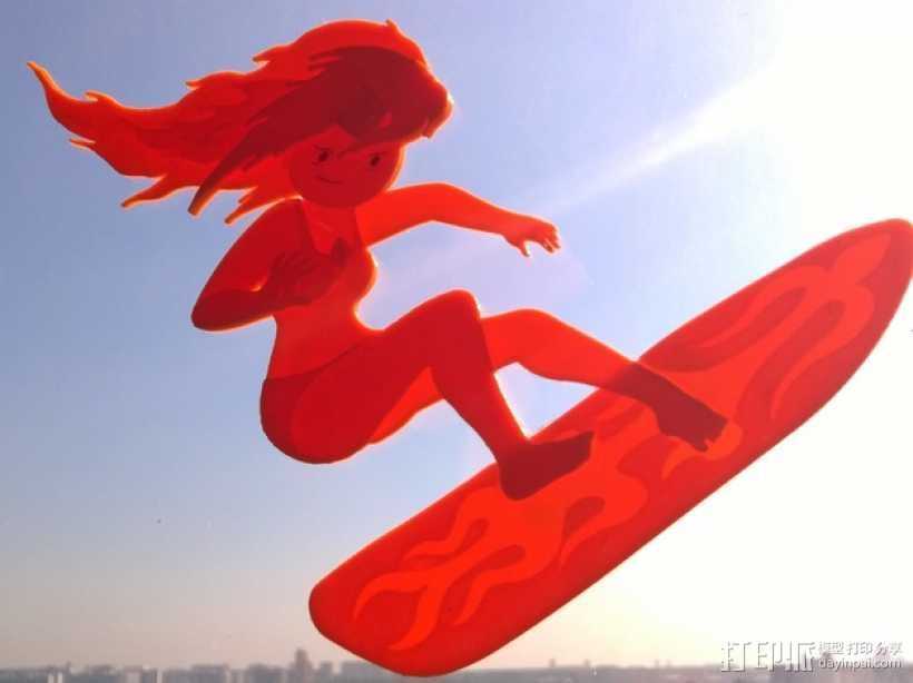 冲浪公主 标志 3D打印模型渲染图