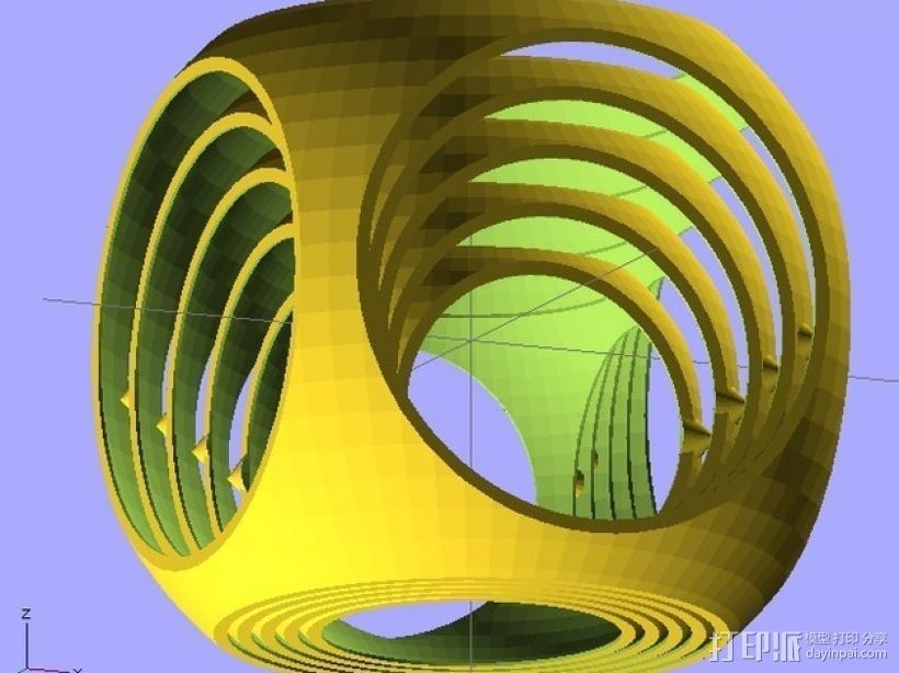 参数型螺旋立方体 3D打印模型渲染图