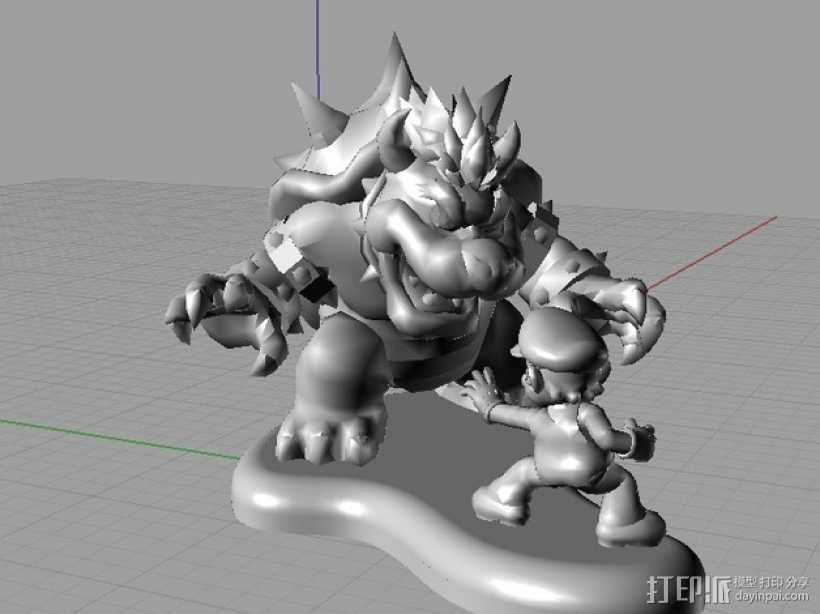马里奥对战小怪兽 3D打印模型渲染图