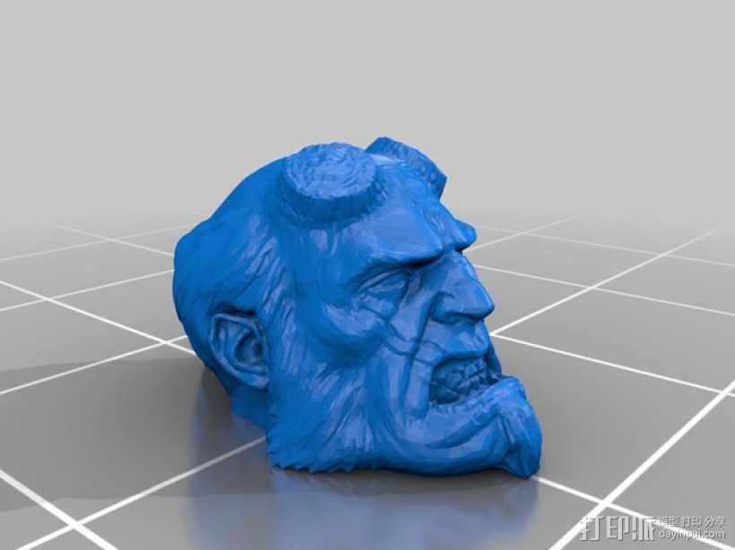 地狱男爵 头像雕塑 3D打印模型渲染图