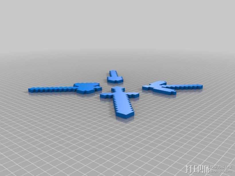 我的世界 游戏道具 铁铲 镐 剑 3D打印模型渲染图