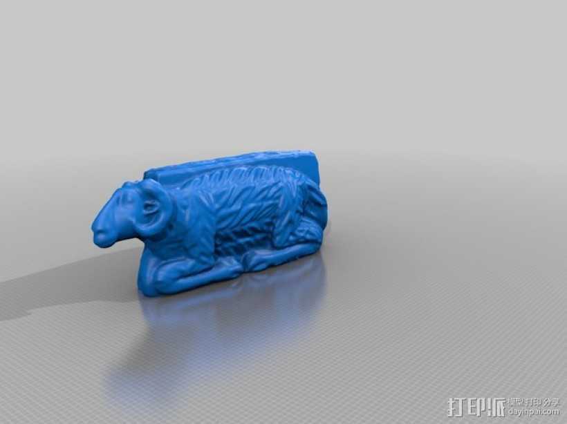 公羊石灰岩雕塑 3D打印模型渲染图